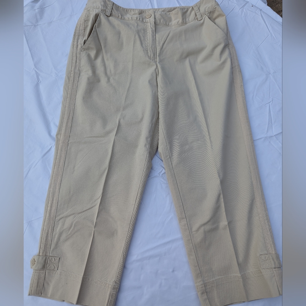 Talbots Tan Khaki Capri Pants, Size 14W